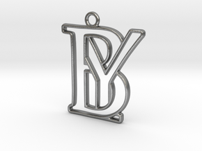 Initials B&Y monogram in Natural Silver
