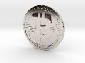 Bitcoin Coin BTC in Rhodium Plated Brass