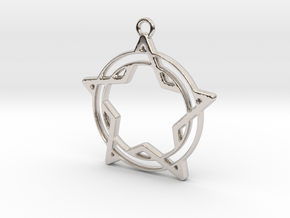 Star and circle intertwined in Rhodium Plated Brass