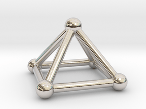 0720 J01 Square Pyramid V&E (a=1cm) #2 in Rhodium Plated Brass