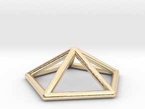 0722 J02 Pentagonal Pyramid E (a=1cm) #1 in 14k Gold Plated Brass