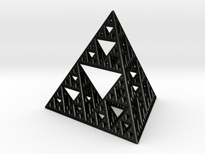 Sierpinski Tetrahedron in Matte Black Steel: Small