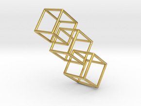 Three interlocking cubes in Polished Brass (Interlocking Parts)