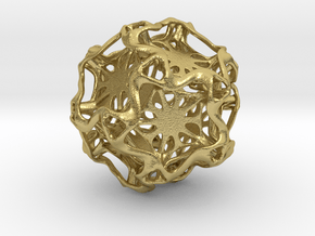 Drilled Perforated Dodecahedron Flower in Natural Brass