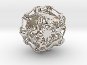 Drilled Perforated Dodecahedron Flower in Rhodium Plated Brass