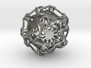 Drilled Perforated Dodecahedron Flower in Natural Silver