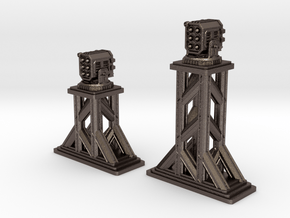Turrets - MISSILE PODS in Polished Bronzed-Silver Steel