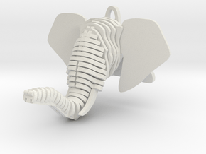 Sliced Elephant head Pendant in White Natural Versatile Plastic