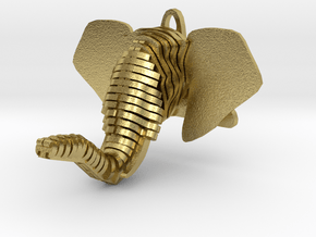 Sliced Elephant head Pendant in Natural Brass