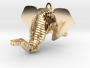 Sliced Elephant head Pendant in 14k Gold Plated Brass