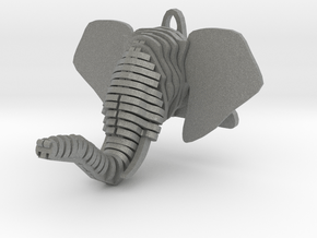 Sliced Elephant head Pendant in Gray PA12