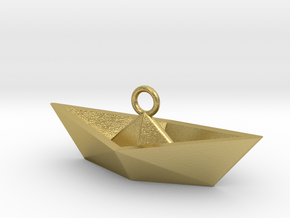 Paper Boat Necklace/Pendant I in Natural Brass: Small