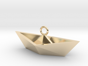 Paper Boat Necklace/Pendant I in 14k Gold Plated Brass: Small