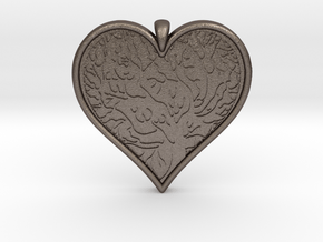Tree of life Heart pendant in Polished Bronzed-Silver Steel