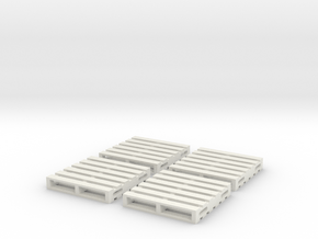 HO Scale Wooden Pallet (4 pack) in White Natural Versatile Plastic