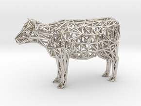 Cow in Rhodium Plated Brass