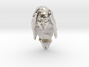 Wonder Woman Head in Rhodium Plated Brass