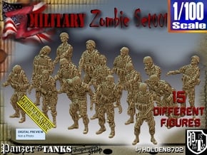 1/100 Army Zombies Set001 in Tan Fine Detail Plastic