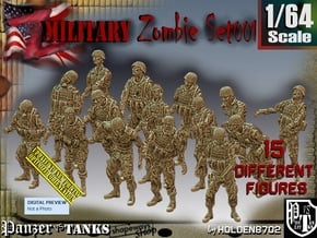 1/64 Army Zombies Set001 in Smooth Fine Detail Plastic
