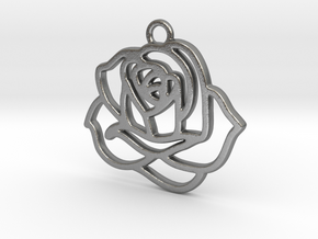Rose Pendant in Natural Silver