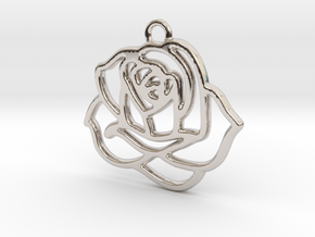 Rose Pendant in Rhodium Plated Brass