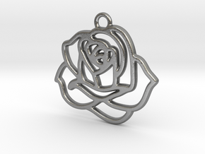 Rose Pendant in Natural Silver