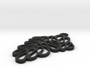 Wave pendant in Black Premium Versatile Plastic: Small