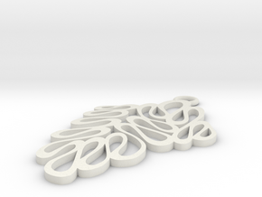 Wave pendant in White Natural Versatile Plastic: Large