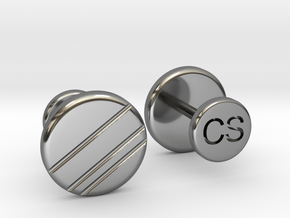 Personalized Stud/Button cufflinks in Fine Detail Polished Silver