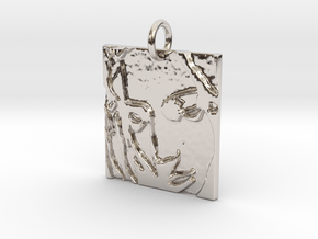 Mother Mary Abstract Pendant in Platinum: Large