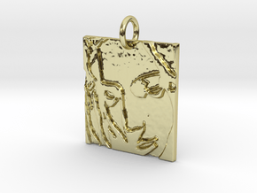 Mother Mary Abstract Pendant in 18k Gold Plated Brass: Medium