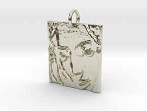 Mother Mary Abstract Pendant in 14k White Gold: Medium