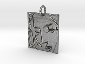 Mother Mary Abstract Pendant in Natural Silver: Extra Small