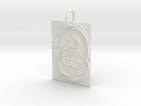 Mother Mary and Infant Christ Abstract Pendant in White Natural Versatile Plastic: Extra Small