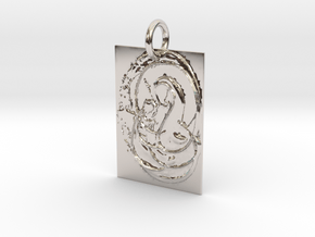 Mother Mary and Infant Christ Abstract Pendant in Platinum: Extra Small