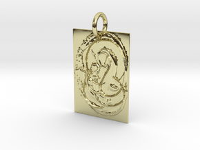 Mother Mary and Infant Christ Abstract Pendant in 18k Gold Plated Brass: Extra Small