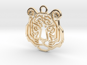 Tiger head Pendant in 14K Yellow Gold