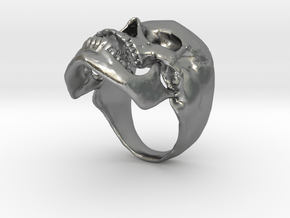 Human Skull Ring - Open Jaw in Natural Silver