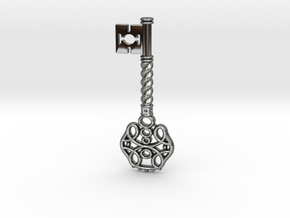 Decorative Key Pendant in Fine Detail Polished Silver
