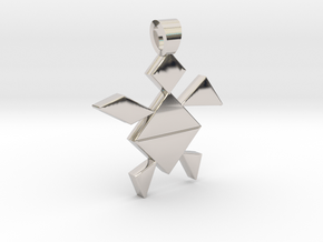 A turtle tangram [pendant] in Rhodium Plated Brass