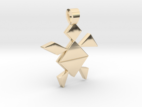 A turtle tangram [pendant] in 14k Gold Plated Brass