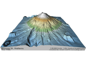 Mount St. Helens Pre-1980 Map: Blue Relief in Glossy Full Color Sandstone