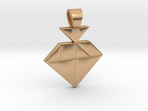 Strawberry tangram [pendant] in Polished Bronze