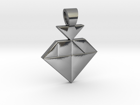 Strawberry tangram [pendant] in Polished Silver