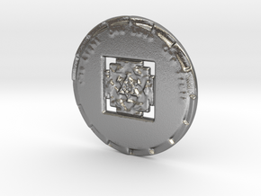 Gayatri Yantra Coin - One Light One Love One Truth in Natural Silver: Extra Small