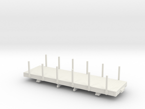 On30 24ft flatcar with stakes  in White Natural Versatile Plastic