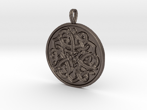 Jelling Style Medallion in Polished Bronzed-Silver Steel