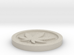 Weed/Marijuana Themed Coin/Token For Checkers, Pok in Natural Sandstone