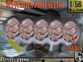 1/56 Sci-Fi Alien Pilots set103 in Tan Fine Detail Plastic