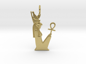 Horit w/double crown amulet in Natural Brass